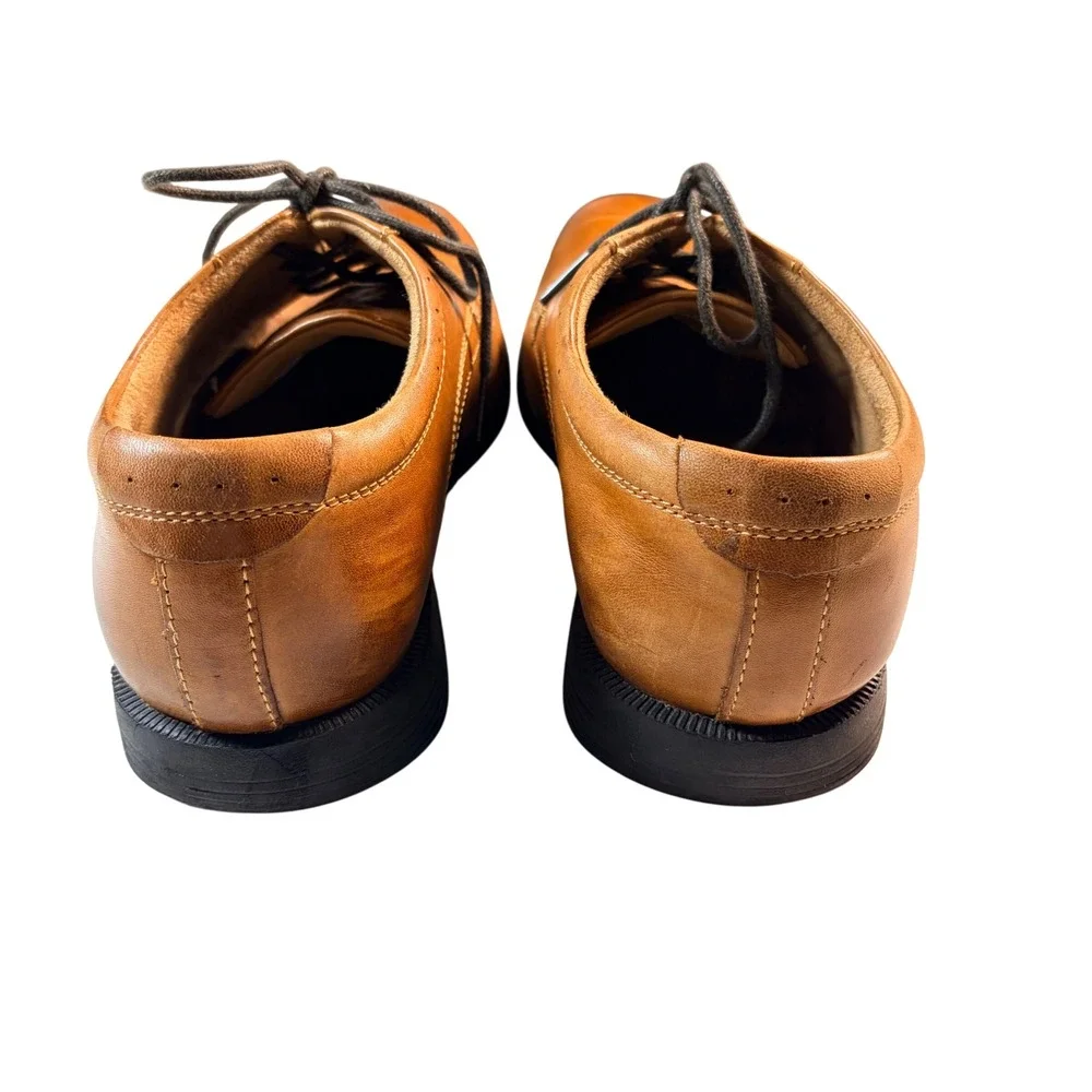Nunn Bush Mens Tan Leather Lace Up Oxford Dress Shoes Comfort Gel Size 9M‎